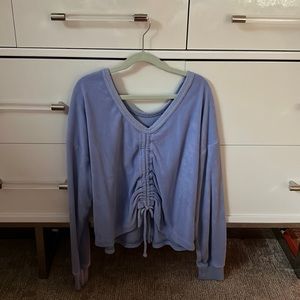 blue aerie sinched sweatshirt